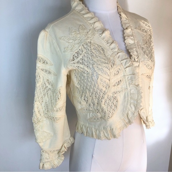 VNT  Coquette lace ruffle girlycore cropped  jacket S - Picture 11 of 11